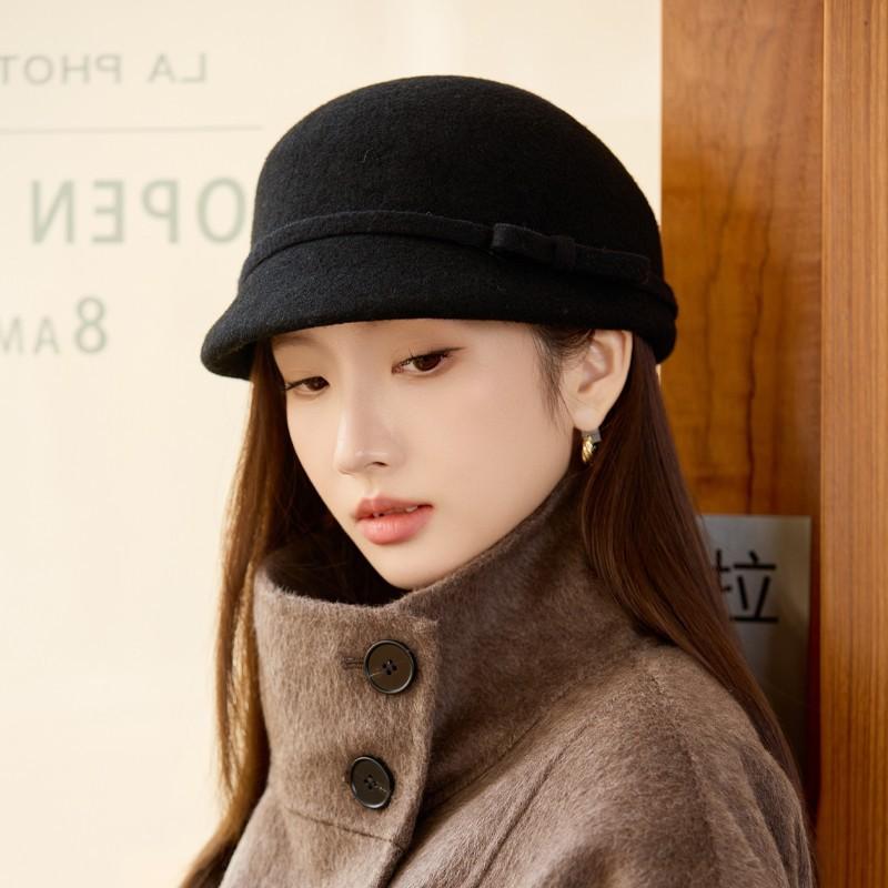 Wolle Mutter Fischerhut Damen Herbst und Winter Französisch Elegant Retro Kleiner Duftender Beckenhut