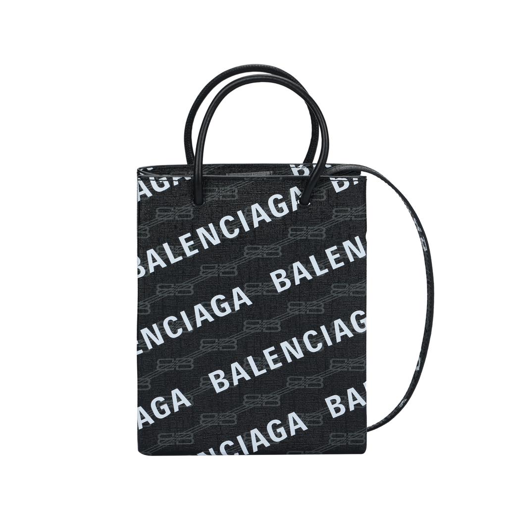 Balenciaga Série Bb Monogram Potisk loga Nastavitelný odnímatelný ramenní popruh Potahované plátno Velká ramenní crossbody taška Tote 693805210HB1060