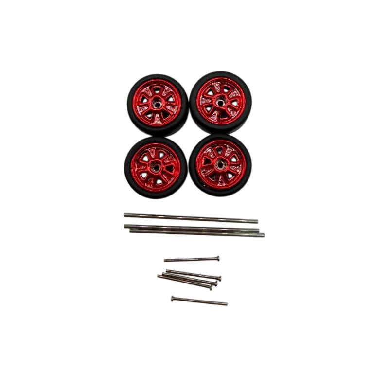 1 Set Diy Accessories 1/64 Model Wheels With Slicks Rubber Tires For Toy Model Petal Wheel Diecast Cars Refiting Parts