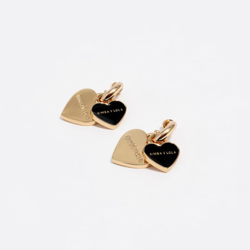 BIMBA Y LOLA [25FW] BIMBA Y LOLA Black & Gold Heart Hoop Earrings B256AIW007BKF