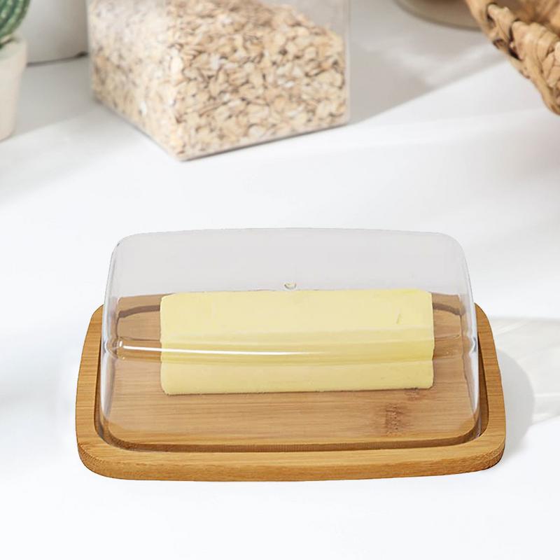 Butter Dish with Lid Covered Butter Holder for Countertop Bamboo Butter Keeper Storage Container for West and East Coast Butter