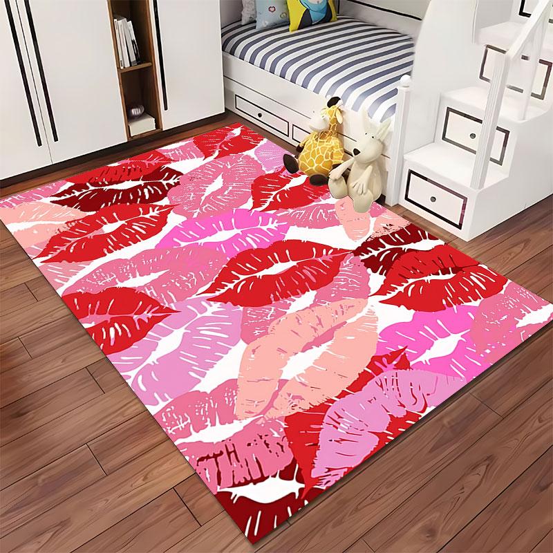 Colorful Lip Print Pattern Carpet suitable as a non-slip mat for the living room or bedroom sofa