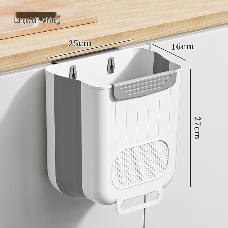 Foldable Kitchen Wall-Mounted Trash Can: Large Capacity, Punch-Free Waste Basket for Cabinet Doors
