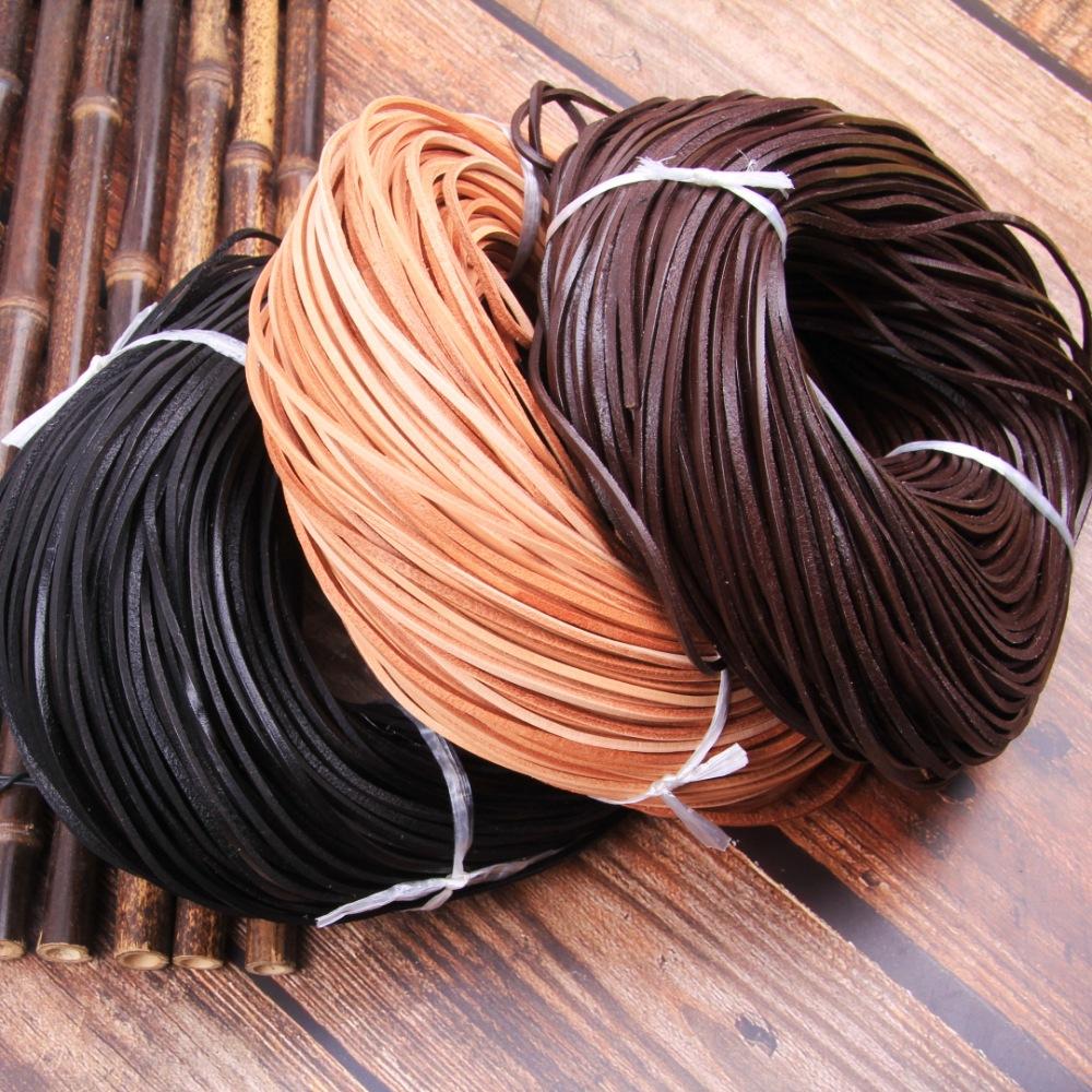 Corda Fai da Te Spessore 2mm Larghezza 2mm Corda Intrecciata Corda a Striscia di Cuoio Corda Piatta in Cuoio Conciato al Vegetale Pelle Piatta Corda in Pelle di Vacchetta