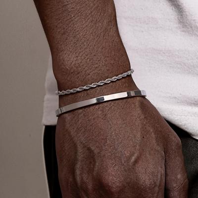 Vnox 2pcs/Set Stainless Steel Bracelet Bangle Set for Men Women, 19cm/21cm/23cm Cuban Figaro Rope Snake Chain Wristband Gift New