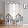 Christmas Winter Snowman Pearl Curtains For Living Room Bedroom Home Decoration Window Voile Tulle Curtain Drapes