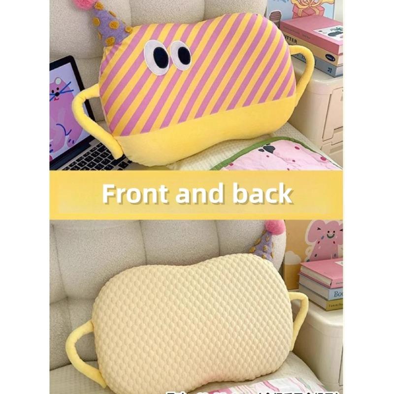 32cm Dopamine Stripe Plush Soft Pillow Cute Wear Hat Doll Warm Cushion Home Decoration Kids Toys Birthday Gift
