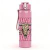 1PC Cowgirl Text Vintage Retro Pattern 750ml Color Plastic Sports Water Bottle Leakproof Flip Straw Lid Suitable for Sports Office Home Use
