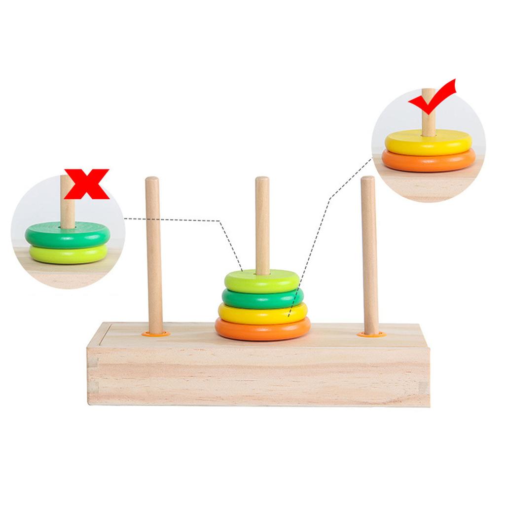 10 Rings Puzzle Game Wooden Tower rly Educational Logic Thinking Block Game Toy for Kids
