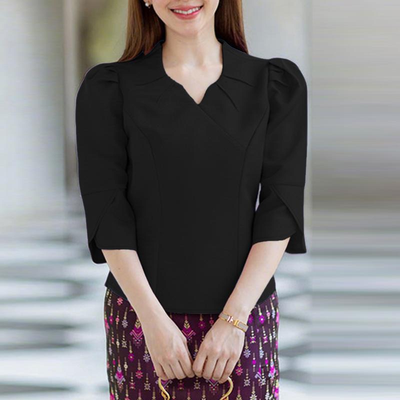 ZANZEA Women Summer V-Neck 3/4 Sleeve Casual Blouse