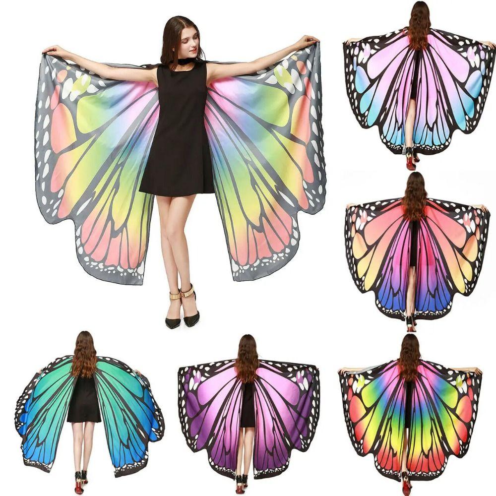 Party Butterfly Wings Shawl Fairy Rainbow Cloak Women Butterfly Cape