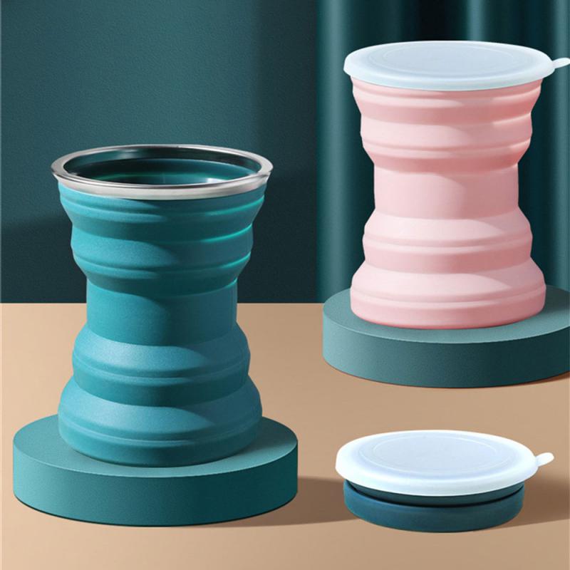 Creative ORIGIN CUP Lightweight Silicone Folding Cup with Lid Travel Wash Mouth Cup Heat Resistant Water Coffe Cup for Outdoor Use Camp