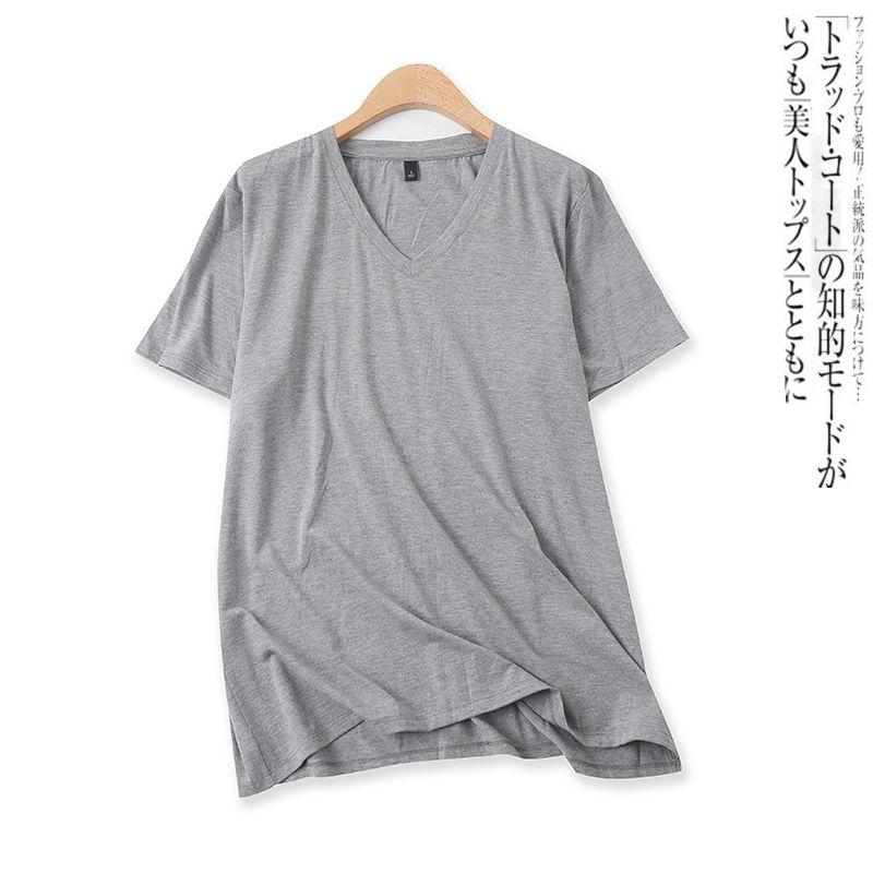 

Женская экспортная однотонная футболка с V-образным вырезом, свободного кроя, с короткими рукавами Dark gray L