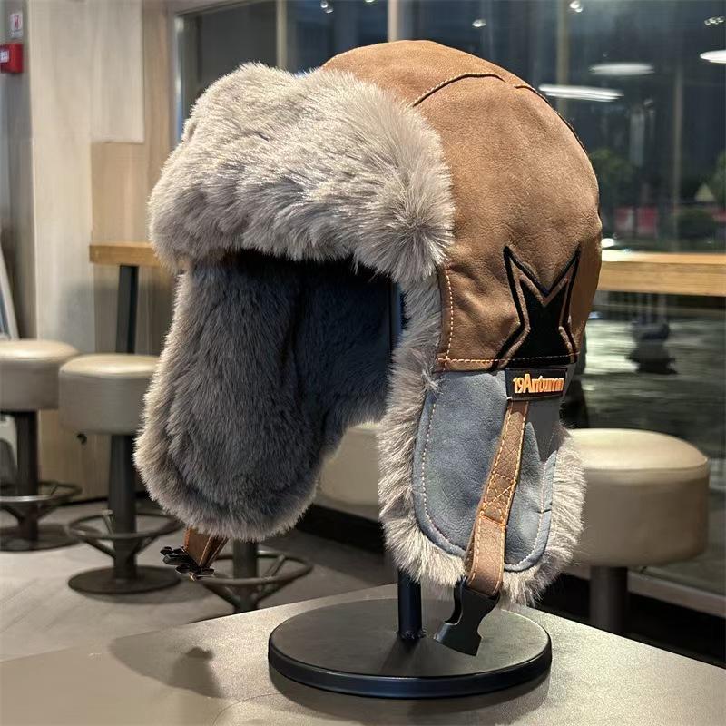 Lei Feng hat men's and women's winter velvet thickened warm cycling ear protection hat Northeast outdoor windproof skiing pilot hat