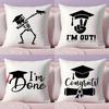 Graduation Season Motivational Slogan Cushion Cover Plush Fabric Soft Double-Sided Printed Sofa Home Child Gift Pillow Case