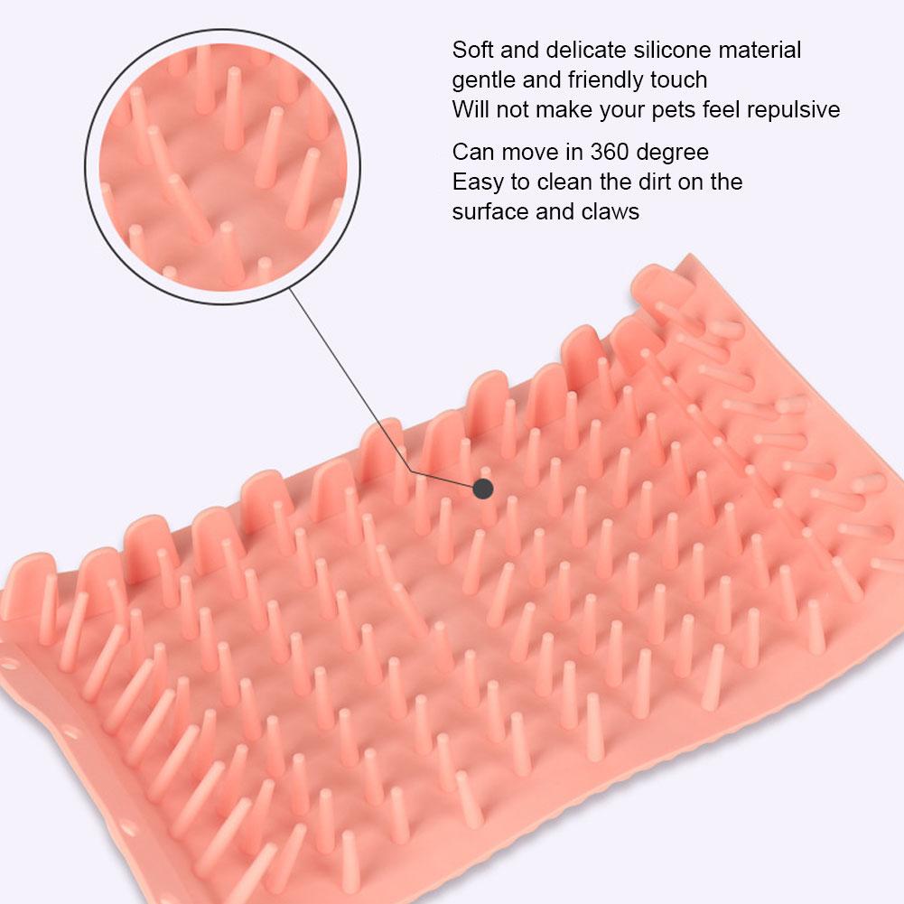 Haustier Pfotenreiniger Schwenkbecher Katzen Hund Fußwaschen Fußreinigung Zubehör Weiches Silikon ABS Grau