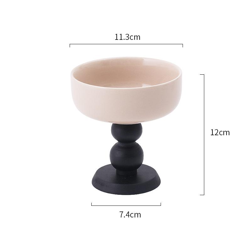 Französische Retro-Dessertschale, hochästhetische Eiscreme-Tasse mit hohem Fuß, kreative hölzerne Schüssel mit hohem Fuß, für Zuhause, Eiscreme-Puddingbecher