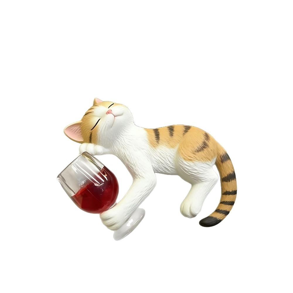 

Resin Cats Holding Red Wine Glass Statue Waterproof Cat Ornament Flowerpot Hanging Decorations Cat