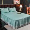 Fusta de pat de culoare solidă nouă, stil prințesă, husă din dantelă, șorț de pat urât, mânecile de protecție sunt universale pe tot parcursul anului