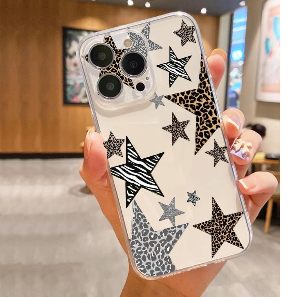 iPhone 14/15/16/17 Pro Max Colorful Star Drop-Proof Transparent Case