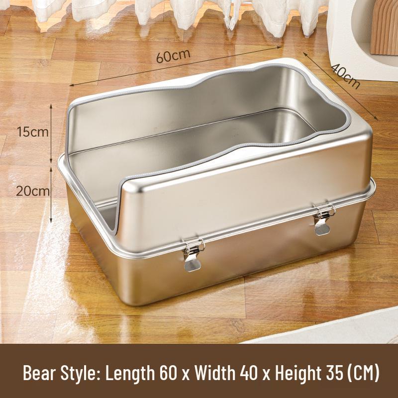 Stainless Steel Anti-Splash Cat Litter Box - High and Thickened Design