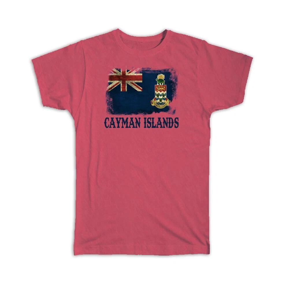 Gift T-Shirt : Cayman Islands Flag Distressed Proud Islander North America M