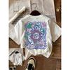 Protect Ocean Kind "geometric Print Summer Round Neck Short Sleeved Casual Cotton Comfortable T-shirt Top