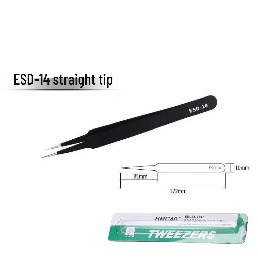 Bent Tip Stainless Steel Precision Tweezers: Fine-Point, Anti-Static Tool for Hair, Acne, Bird's Nest Picking, and Repair.