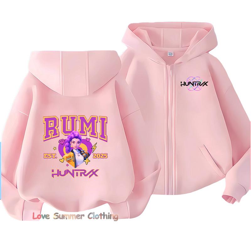 Huntrix Felpa con cappuccio da ragazza con zip Kpop Demon Hunters Ragazze Giacca con cappuccio autunnale Zip Autunno RUMI MIRA ZOEY DERPY felpa casual 130