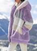 Women's Loose Fit Multi-Color Plush Hooded Jacket - Autumn/Winter 2021