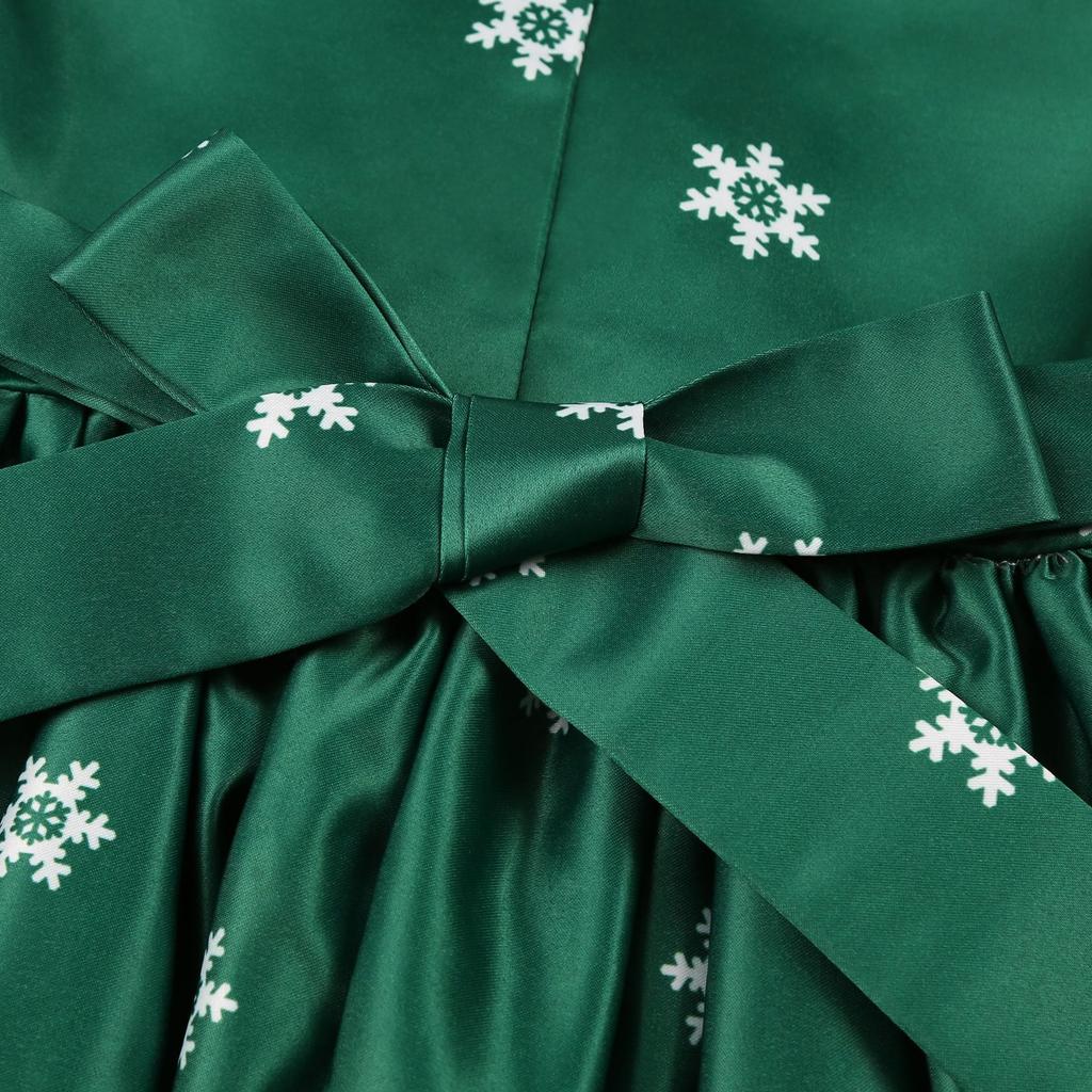 Children's Christmas Dress Cartoon Print Bow Dress Christmas Performance Sparkling Kids Birthday Dress Elegant Soft Party Dress Ball Gown for Girls