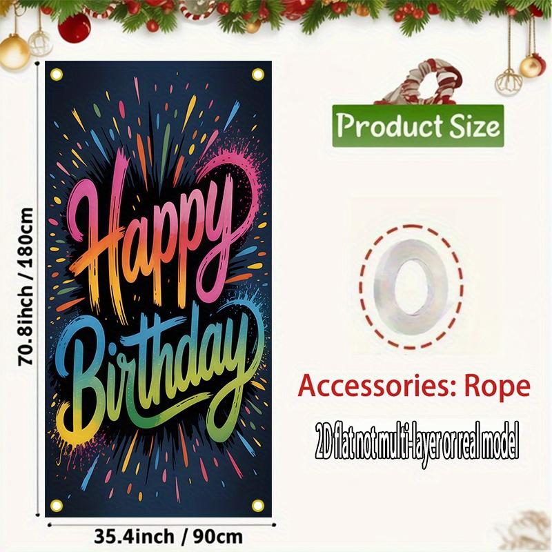 Happy Birthday Door Curtain Eighteen Family Gatherings Polyester Home Decor