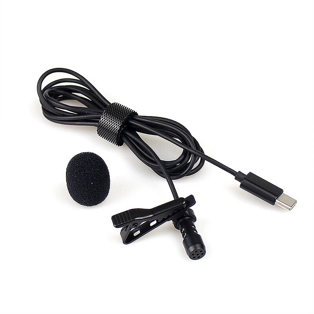 Lavalier Microphone Omni Directional Condenser Type C Microphone for Sound Video Recording Black