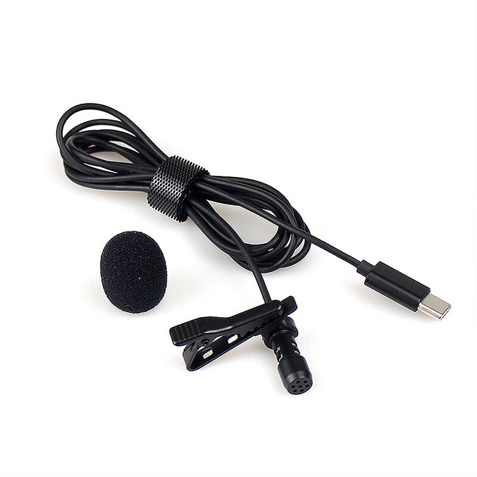 

Lavalier Microphone Omni Directional Condenser Type C Microphone for sound Video Recording Black чёрный