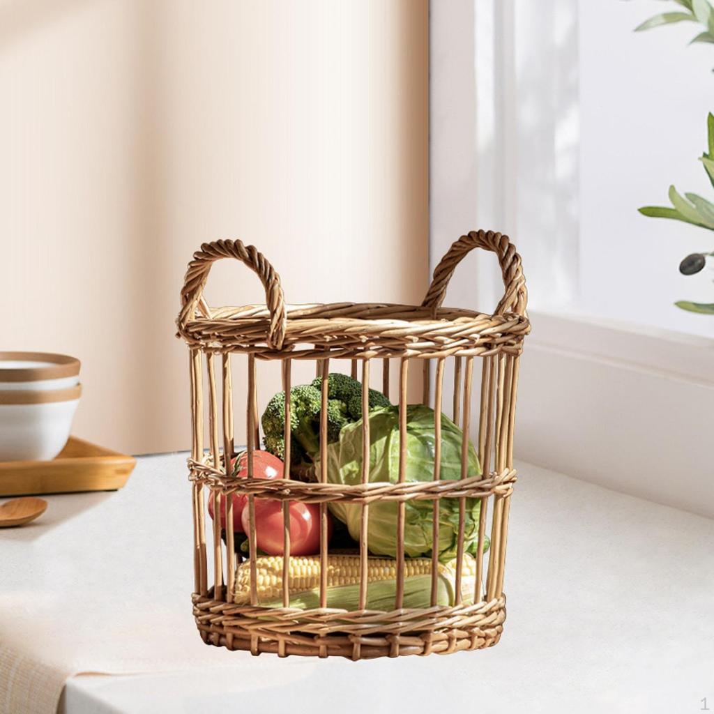 Weiden Aufbewahrungskorb Obst Gemüse Dekorativ für Spielzeug Rattan Organizer Schlafzimmer