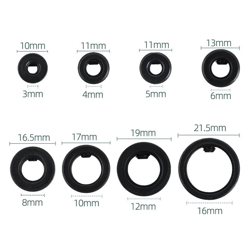 8-Piece Woodworking Drill Bit Depth Stop Collar Set (3-16mm)