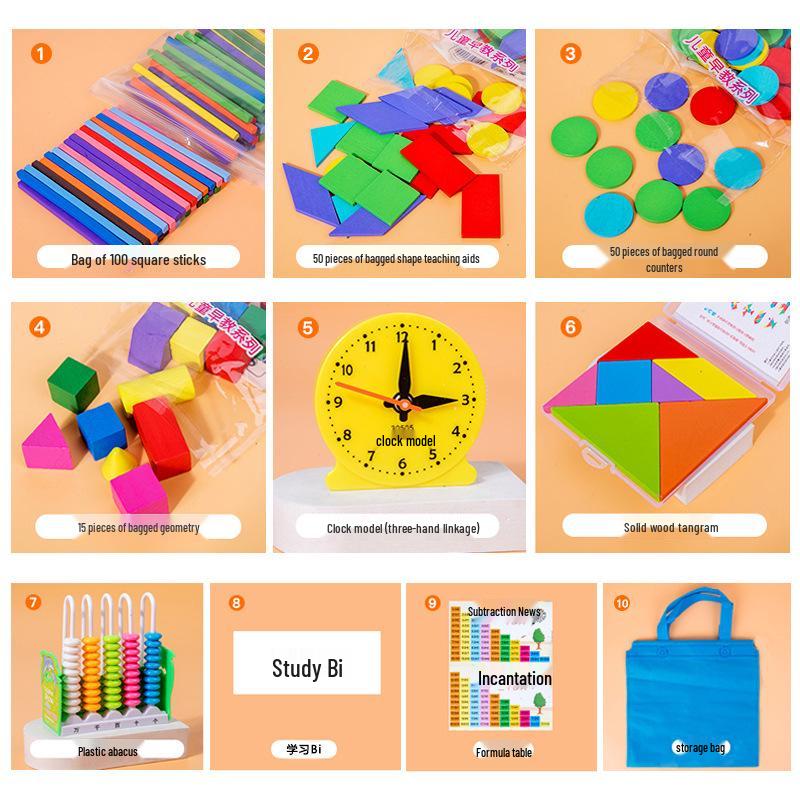 

First Grade Wooden Math Manipulatives Kit: Counting Sticks & Abacus Educational Toys