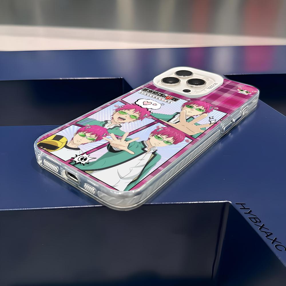 Anime S-Saiki Kusuo Phone Case For iPhone 16 15 14 13 12 11 Pro Max White Matte Laser Metallic Aurora Funda