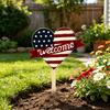Fourth of July Garden Stake Stars And Stripes Eagle Yard Art Stake American Patriotic Stake for Backyard Lawn Decoration