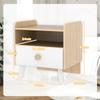 Kids Bedside Table with Drawer and Open Storage Shelf, Wooden Nightstand for Bedroom, Bedside Cabinet, White