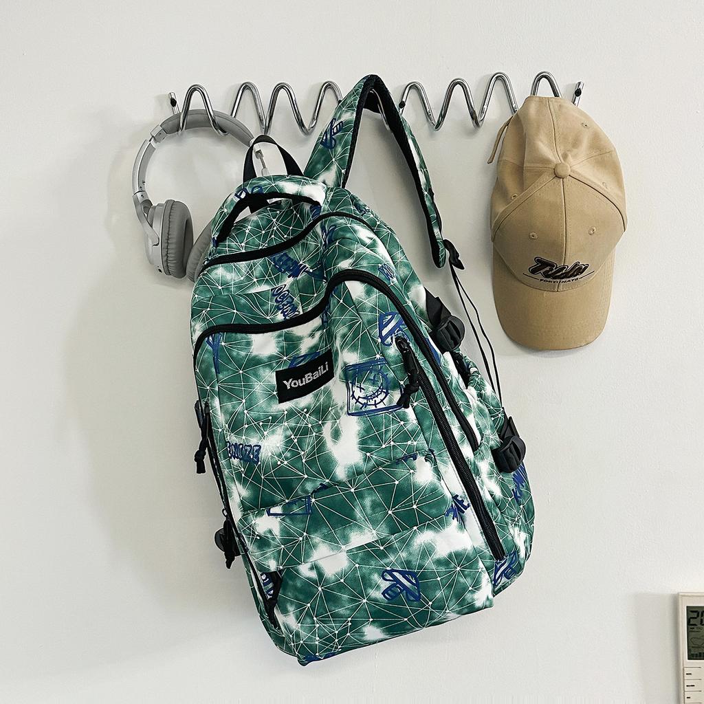 Schoolbag new trendy cool large-capacity graffiti student backpack male versatile high school schoolbag college student female backpack