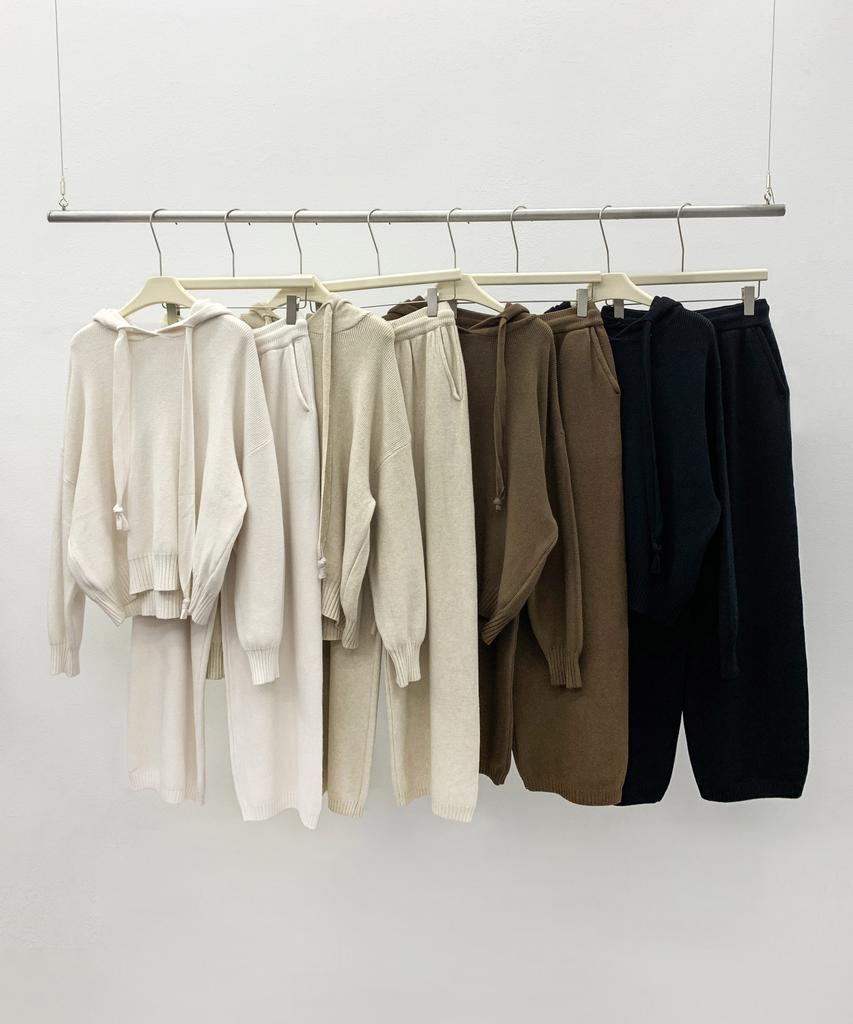Baseukala [Set] Loose Fit Hoodie+Pants Knit Set-Up (4Colors)