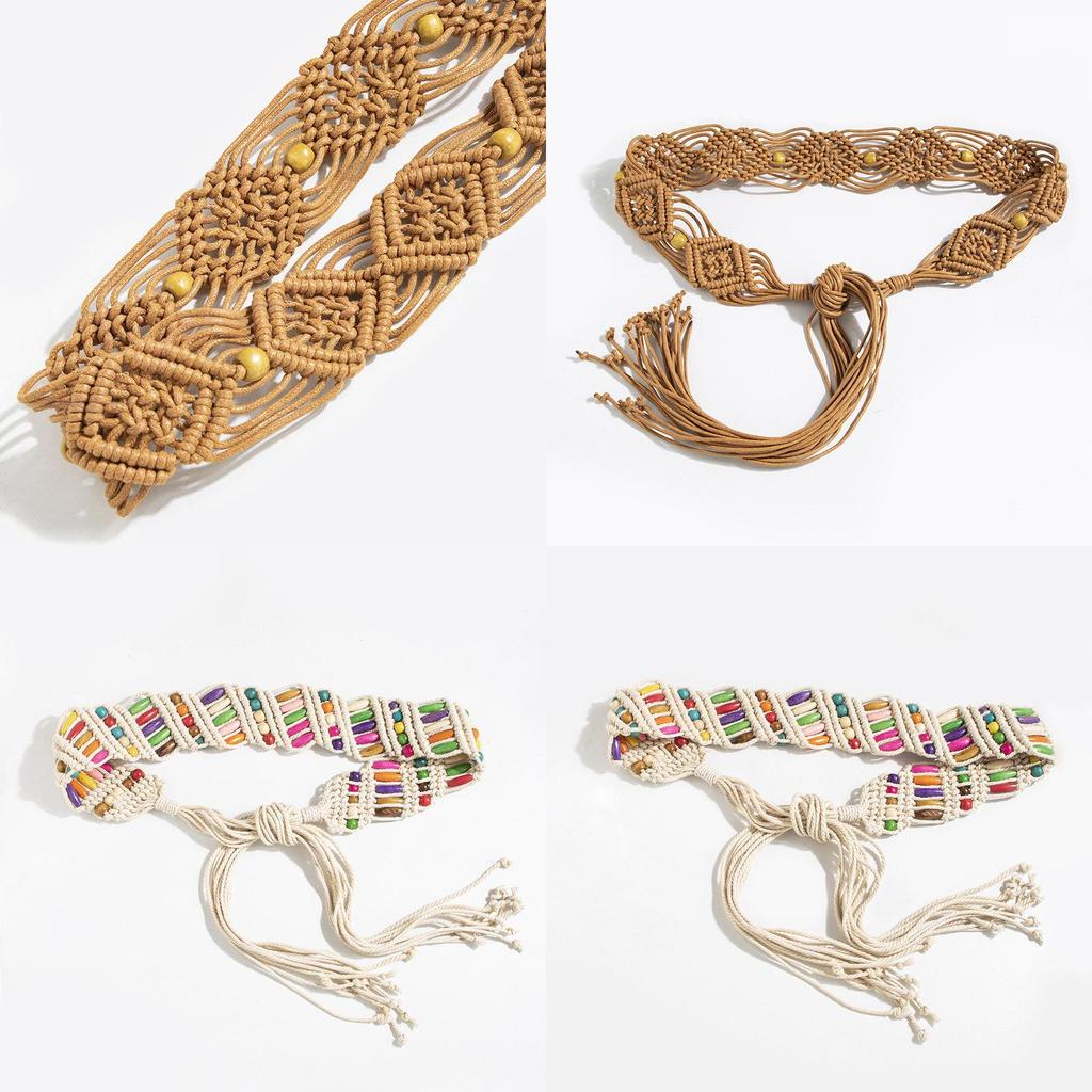 Bohemian Waist Belt With Beaded Weaving For Vintage Resort Fashion Womens Accessory