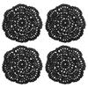 Uxcell Crochet Doilies, Cotton Woven Coasters, Lace Round Handmade Coasters with Floral Prints for Wedding Party Decorations, Black, 100mm, Pack of 4