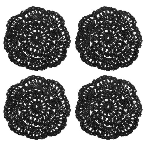 

uxcell Crochet Doilies, Cotton Woven Coasters, Lace Round Handmade Coasters with Floral Prints for Wedding Party Decorations, Black, 100mm, Pack of 4