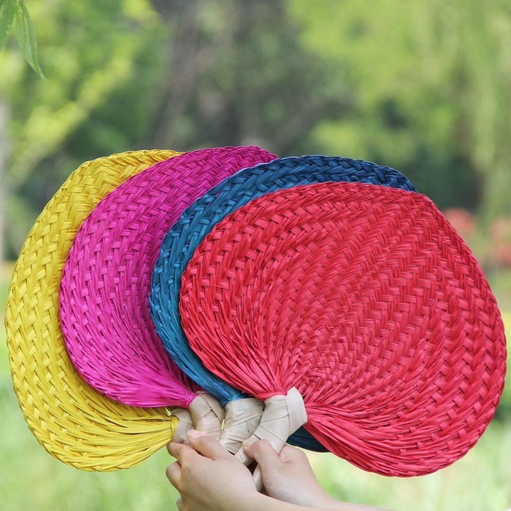 Natural Palm-Leaf Woven Fan Lightweight Straw Fan Vintage Rattan Fan  Summer