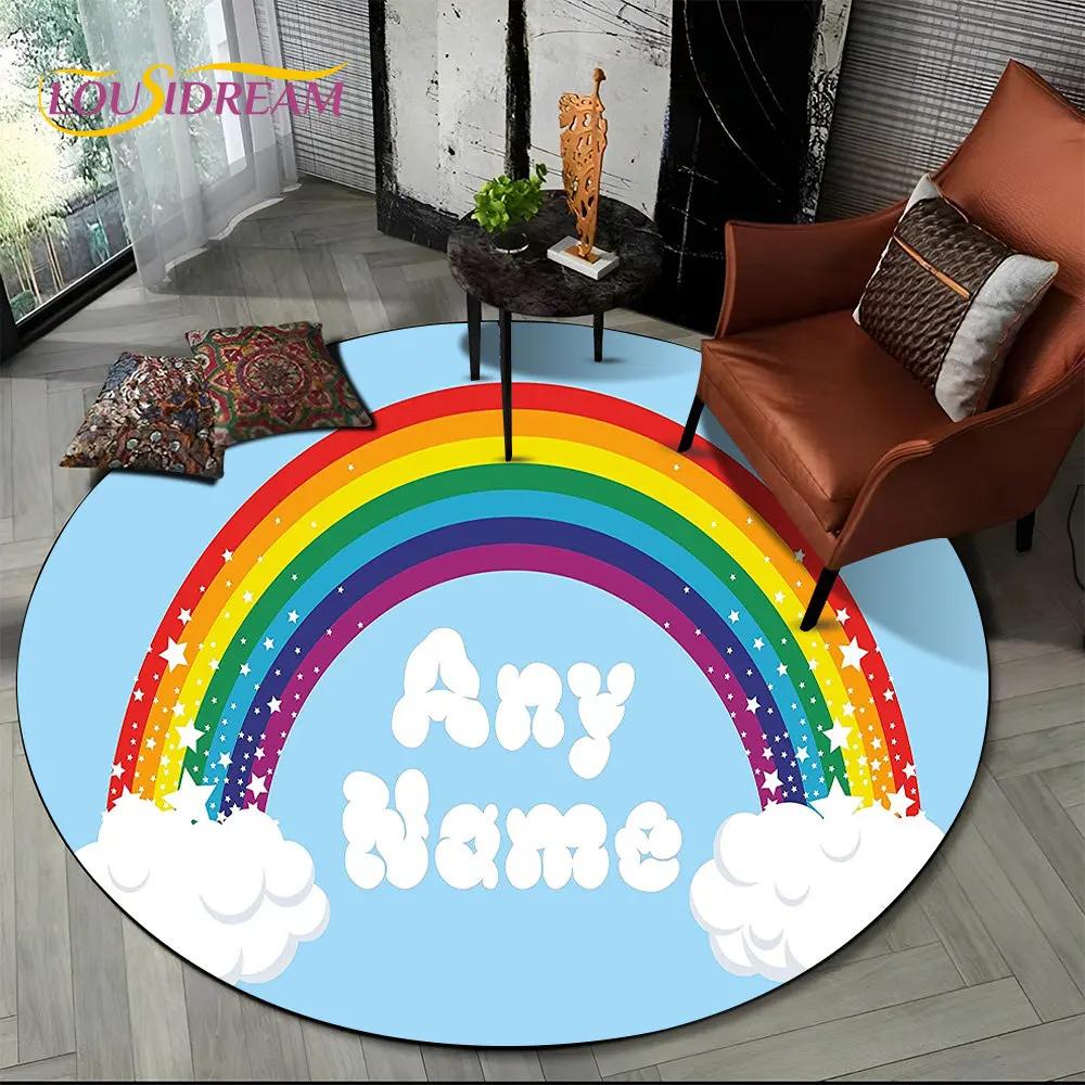 Rainbow Chromatic Colour Illusion Round Area Rug,Carpet Rug for Living Room Bedroom Sofa Playroom Decor,kids Non-slip Floor Mat