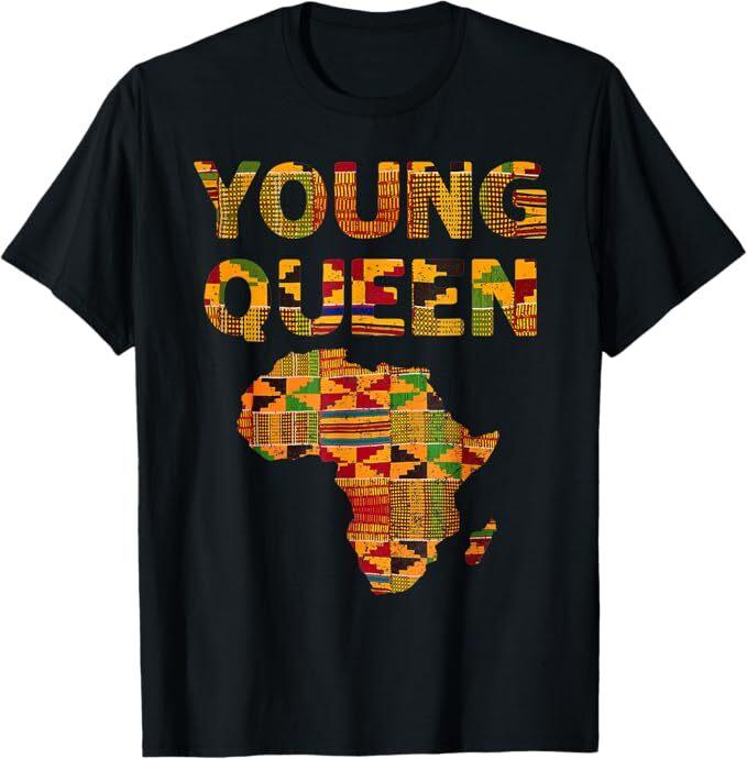 Cool Kente Cloth Art Kids Girls African Print African Queen T-Shirt