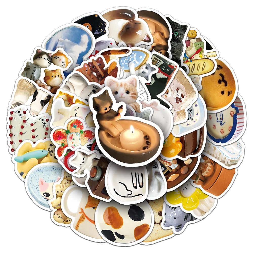 10 30 50Pcs Cute Cats Meme Cartoon Graffiti Stickers Waterproof Diy Laptop Scrapbook Laptop Waterproof Ins Style Animal Sticker