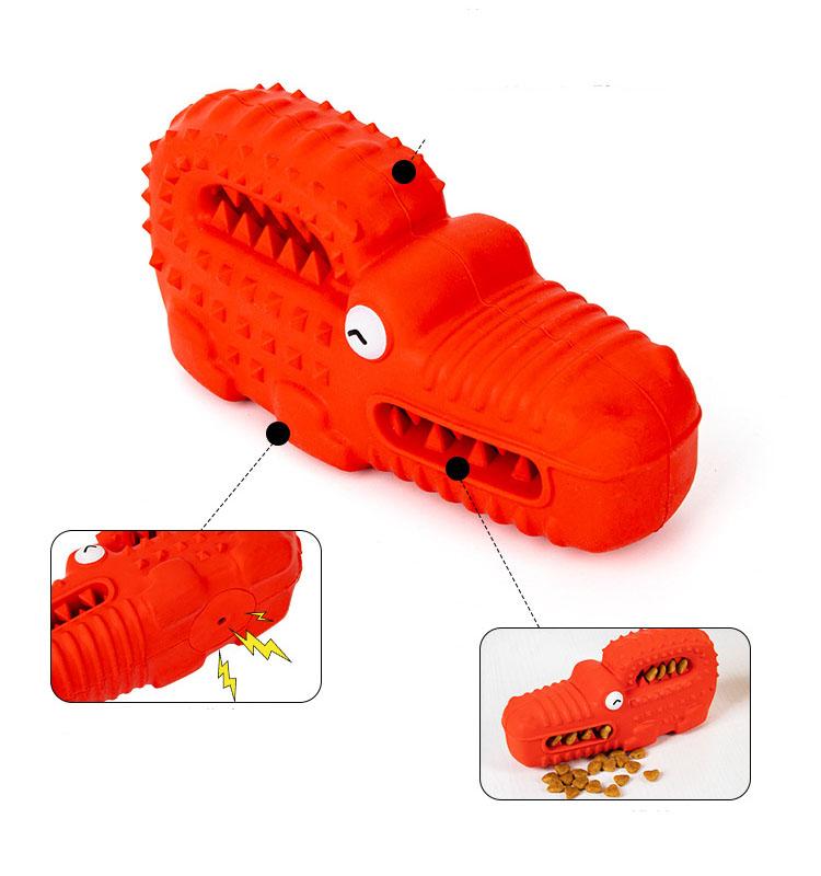 Custom Alligator Pet Treat Dispenser Toys Cleaning Teeth Squeaky Indestructible Rubber Chew Dog Toy
